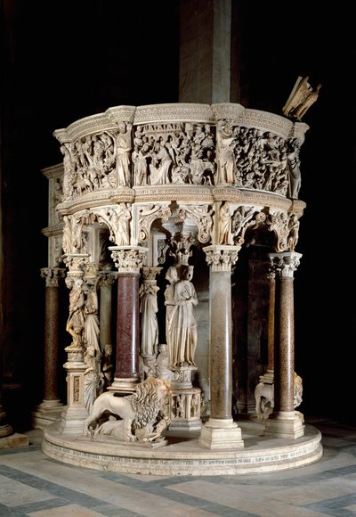 Židle. Mramorová socha od Giovanniho Pisana (1248-1314). 1302-1311 Cathedrale of Pisa (Katedrála Santa Maria Assunta di Pisa), Itálie od Giovanni Pisano
