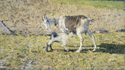 Vuohi lapsensa kanssa od Giovanni Segantini