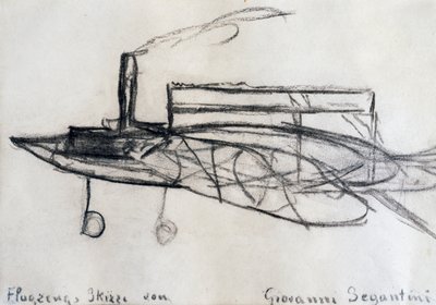 Skica letadla od Giovanni Segantini