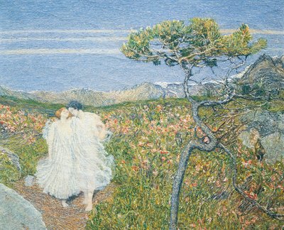Láska u pramene života aneb Milenci u pramenů života, Giovanni Segantini, detail od Giovanni Segantini