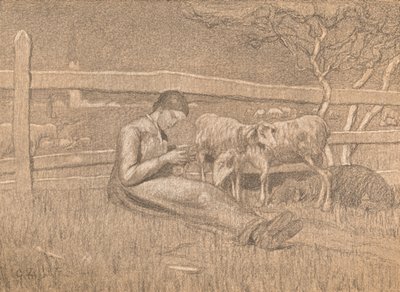 Pastýřka, c1888 od Giovanni Segantini