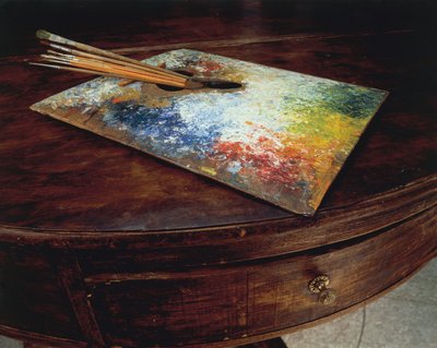 Malířskou paletu použil ve své dílně v průsmyku Maloja ve Švýcarsku Giovanni Segantini (1858-1899). od Giovanni Segantini