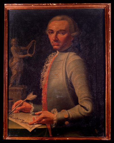 Portrét rakouského skladatele a harfenisty Christiana Josepha Lidartiho (1730-1793) Malba Giovanni Stelly. 18. století. Bologna, Občanské muzeum Bibliografické muzeum od Giovanni Stella