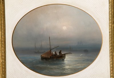 Marina s loděmi (olej na kartonu) od Giovanni Susani