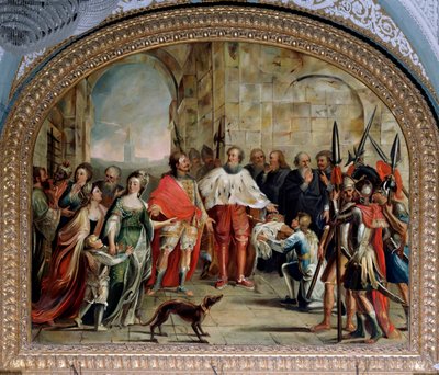 Jakub I. Kyperský je propuštěn janovským dóžem Leonardem Montaldem v roce 1383 (obraz od Giovanni and Tagliafichi Emanuele David