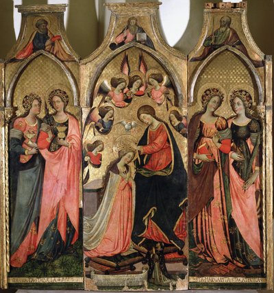 Triptych Korunovace Panny Marie - obraz Giovanni da Gaeta (činný kolem 1449-1472) Gaeta z 15. století, museo diocesano od Giovanni da Gaeta