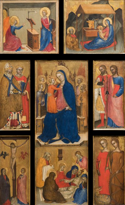 Italština:  Madona s dítětem se svatými od Giovanni da Milano