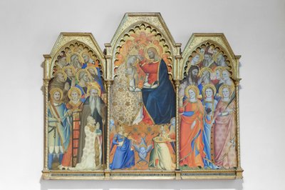 Korunovace Panny Marie a svatých, konec 14. století (dřevomalba) od Giovanni del Biondo dal Casentino