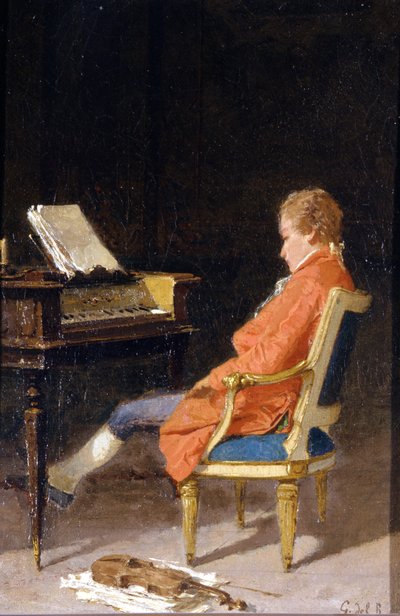 Portrét Wolfganga Amadea Mozarta u klavíru od Giovanni del Re