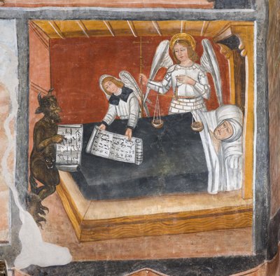 Soud duše na smrtelné posteli od Giovanni di Cherasco Botoneri