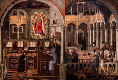 Svatý Jeroným se zjevuje svatému Augustinovi, asi 1505-1510 (olej a tempera na plátně) od Giovanni di Niccolo Mansueti