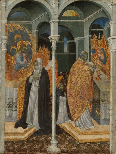 Zázračné přijímání svaté Kateřiny Sienské. od Giovanni di Paolo