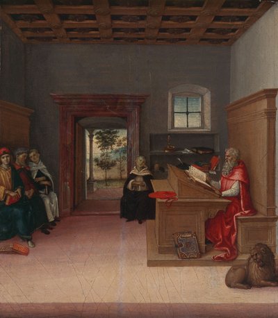 Svatý Jeroným v pracovně, asi 1500-04 (olej na dřevě) od Giovanni di Pietro (c.1450 1529)