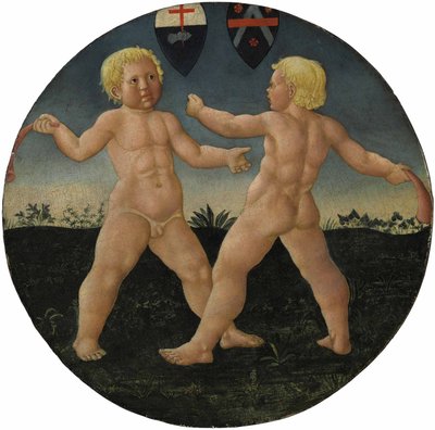 Desco da parto: Dva chlapci při hře od Giovanni Di Ser Giovanni Guidi