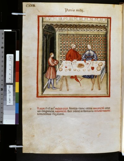 Theatrum sanitatis, Ububchasym de Baldach: "Panis Milij", první desetiletí 14. století (miniatura) od Giovannino de