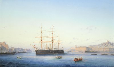 HMS Alexandra ve Velkém přístavu na Maltě od Girolamo Gianni
