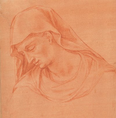 Hlava truchlící ženy v profilu vlevo, ca. 1575-80. od Girolamo Macchietti