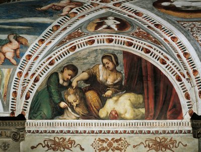 Příběh Judith a Holoferna, Detail fresek od Girolama Romanina (cca 1484-po 1559), na objednávku Bernarda Clesia od Girolamo Romanino