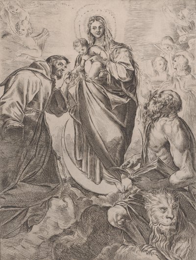 Panna Maria se svatými Jeronýmem a Františkem, 1660-80. od Girolamo Rossi