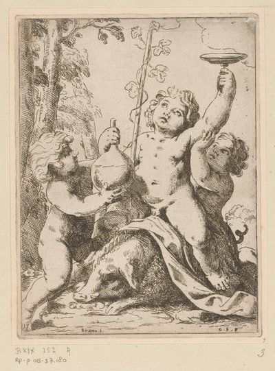 Bacchanal se třemi mladíky od Girolamo Scarselli