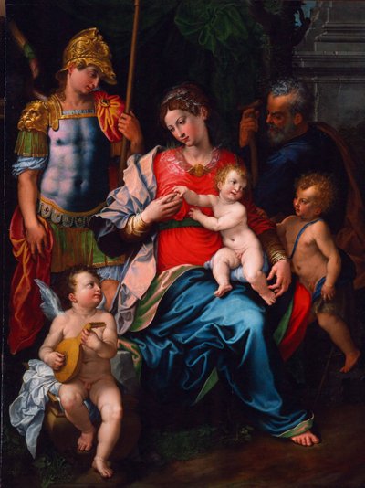 Panna a dítě se svatými Janem Křtitelem, Michaelem Archandělem a Josefem, 1545 od Girolamo Sciolante da Sermoneta