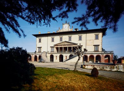 Villa Medicis (Villa Medicea); Pohled na Villa Ambra a Poggio a Caiano - Pohled na Villa Ambra a Poggio a Caiano od Giuliano Giamberti da Sangallo