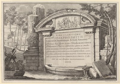 Klasické ruiny v krajině: frontispis od Giuliano Giampiccoli and Giovanni Battista Tiepolo