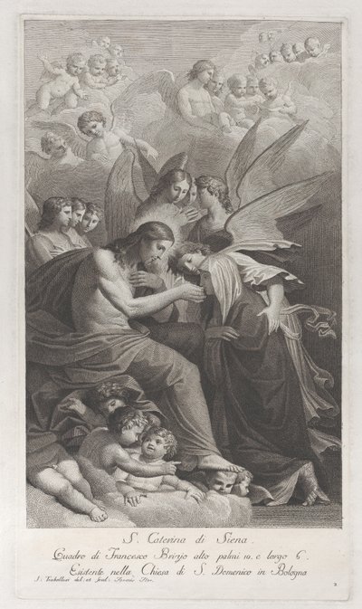 Kristus dává posvátnou hostii klečící svaté Kateřině Sienské..., 1750-1812. od Giuliano Traballesi