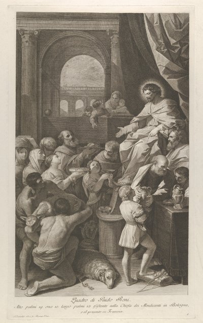 Svatý Job sedící vpravo a přijímá dary lidí..., ca. 1760-1800. od Giuliano Traballesi