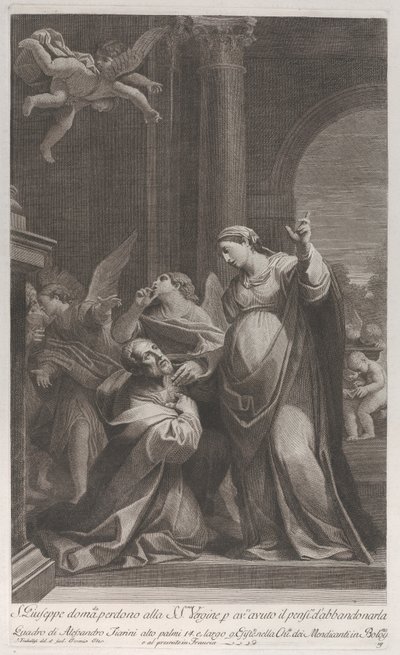 Svatý Josef prosí Pannu o odpuštění za to, že pomýšlel na její opuštění..., 1760-1800. od Giuliano Traballesi