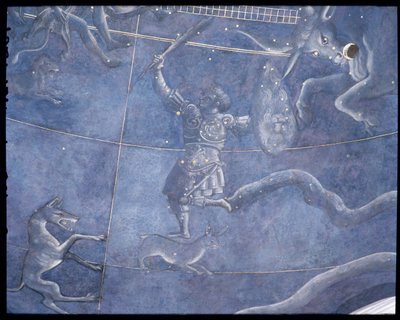 Cesta Slunce mezi hvězdami v noci 4. července 1442, detail Oriona a Býka, z podhledu nad oltářem, kolem 1430 (detail 85088) od Giuliano dArrighi Pesello