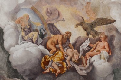 Bohové Olympu, Trojský kůň, Trojská komnata (Sala di Troia) od Giulio (and workshop) Romano