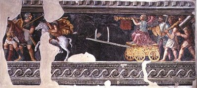 Fragment scény triumfu (freska) od Giulio (school of) Romano