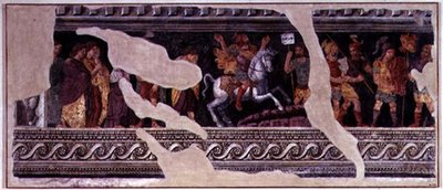 Fragment scény triumfu (freska) od Giulio (school of) Romano