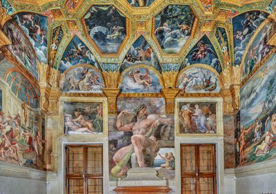 Pokoj Psiche: pohled na východní stěnu (freska) od Giulio (workshop of) Romano