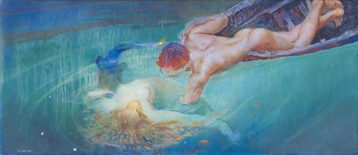 Mořská panna aneb Zelená propast, kolem roku 1900 (olej na plátně) od Giulio Aristide Sartorio