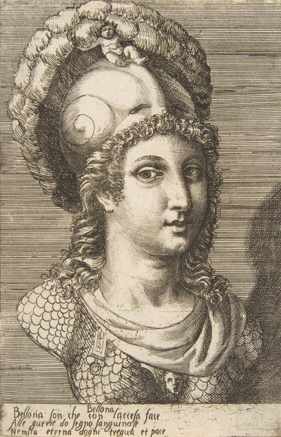 Busta Bellony, ca. 1531-76. od Giulio Bonasone