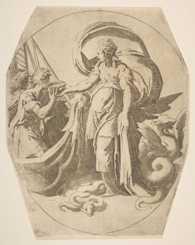Circe a společníci Ulysses, 16. století. od Giulio Bonasone