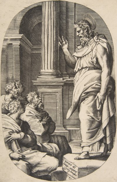 Saint Paul Preaching, oválná kompozice, 1547. od Giulio Bonasone