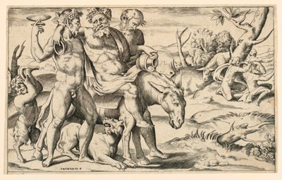 Silenus Jízda na zadku od Giulio Bonasone