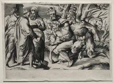 Silenus a král Midas, polovina 16. století. od Giulio Bonasone