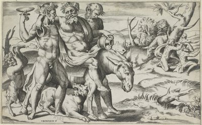 Silenus jedoucí na oslu od Giulio Bonasone