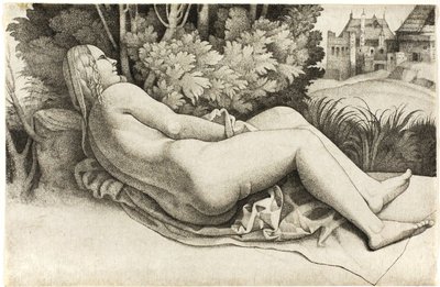Žena ležící v krajině od Giulio Campagnola