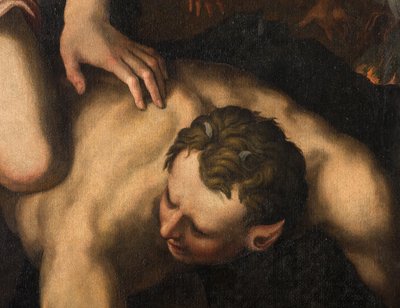 Severní transept, Oltář svatého Michaela Archanděla, Archanděl Michael zabíjí zlého, Giulio Campi 1566, Detail od Giulio Campi