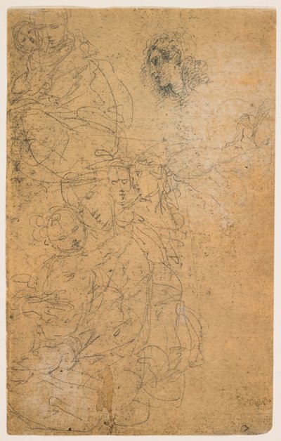 Studie Madony s dítětem (recto); klečící Panna Maria (verso) od Giulio Cesare Procaccini