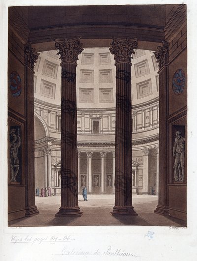 Interiér římského panteonu - Interiér římského panteonu v římské antice - v „“Starověkém a moderním kostýmu” od Dr. Julese Ferraria, ed. Milán od Giulio Ferrario