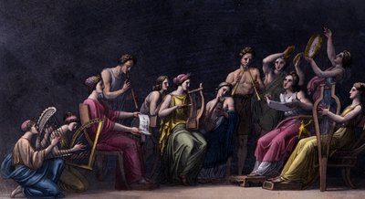 Vícenástrojový koncert, starověké Řecko - ve starém a moderním kostýmu, Dr. Ferrario, Milán od Giulio Ferrario