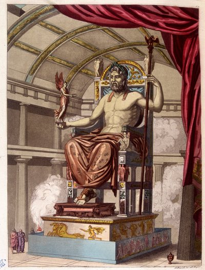 Socha Jupitera (Zeus) - v „“Starém a moderním kostýmu““ od Ferrario, ed. Milán od Giulio Ferrario
