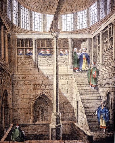 Nilometr (míra hladiny Nilu v Egyptě), -ve „starém a moderním kostýmu“, Ferrario, Milán od Giulio Ferrario