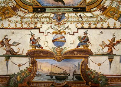 Stropní panel ze Stanzino delle Matematiche (freska s temperou) (viz 254070 a 254072-3) od Giulio Parigi